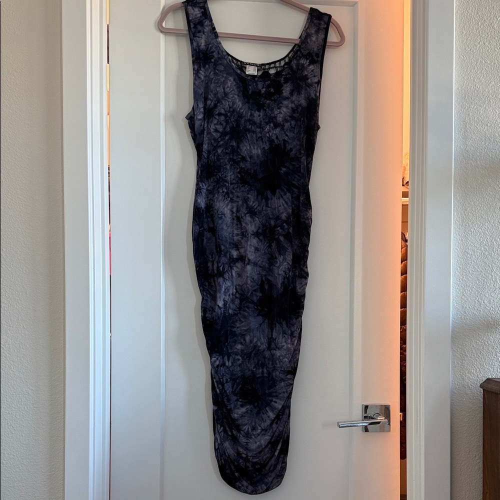 Sleeveless Tie-Dye Bodycon Dress - Black/Grey